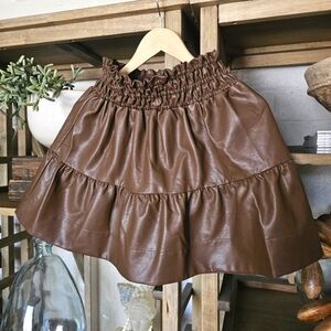 Anthropologie Somerset Faux Leather Mini Skirt NWT XS Petite Chocolate Brown